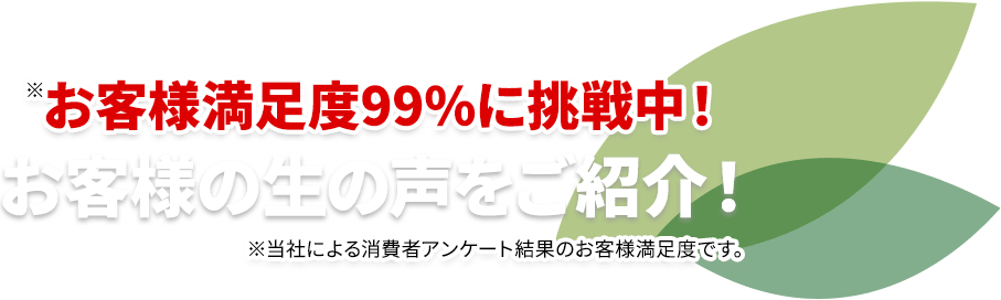 お客様満足度93％!お客様の生の声をご紹介!